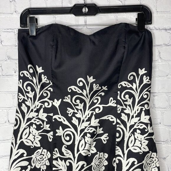 White House Black Market Black White Pure Silk Sweetheart Strapless Dress 6 - Picture 3 of 13